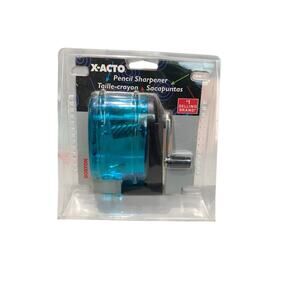 NEW X-ACTO Pencil Sharpener Manual Wall or Desk Mount See-Through Green Teal